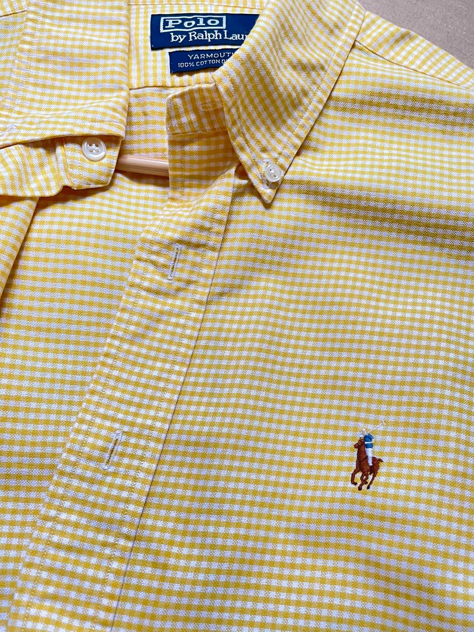 Camicia vintage Polo Ralph Lauren in 100% cotone vichy giallo